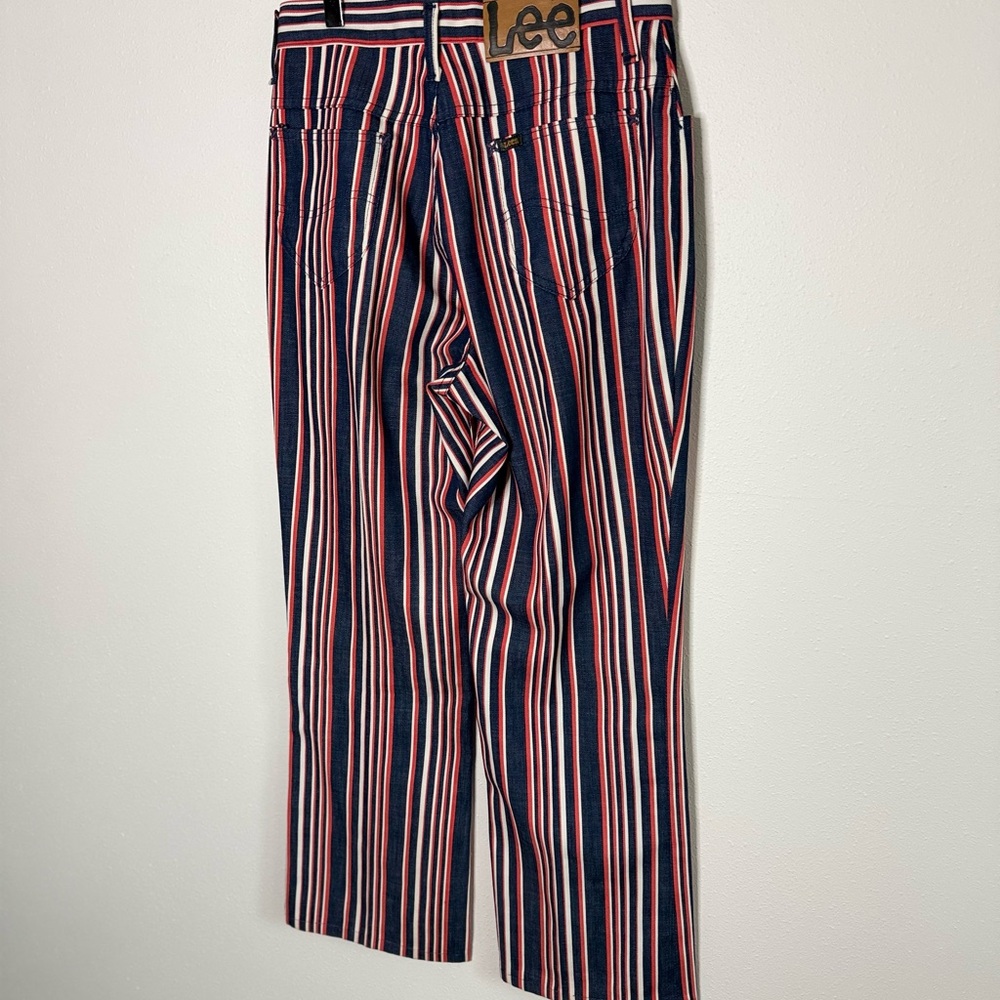 Vintage Lee USA Striped Pants Red White Blue High Rise Straight Leg - Picture 5 of 11